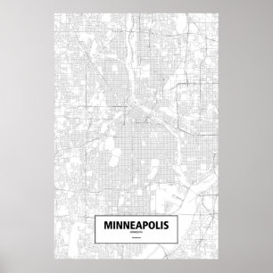 Poster Minneapolis, Minnesota (noir sur le blanc)