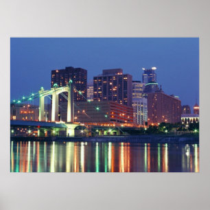 Poster Minneapolis Skyline la nuit