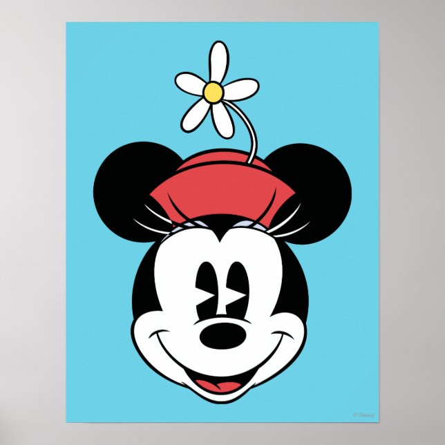 Poster Minnie classique | Face de fleurs (Devant)
