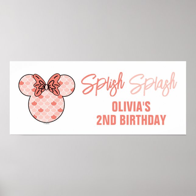 Poster Minnie Mouse | Anniversaire de la sirène rose (Devant)