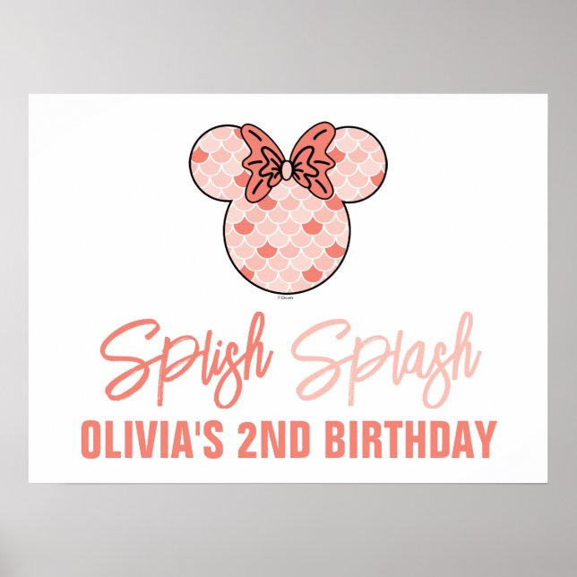 Poster Minnie Mouse | Anniversaire de la sirène rose (Devant)