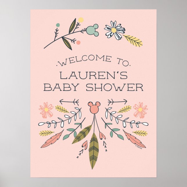 Poster Minnie Mouse Boho Festival Baby shower fille (Devant)
