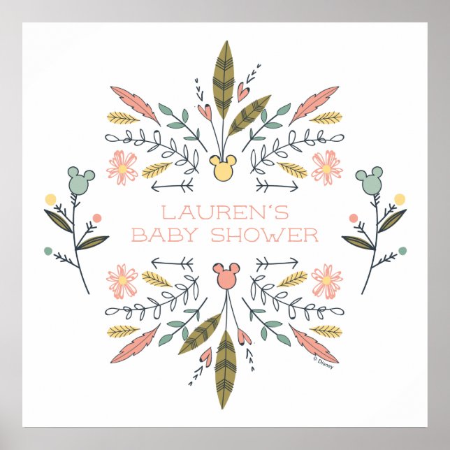 Poster Minnie Mouse Boho Festival Baby shower fille (Devant)