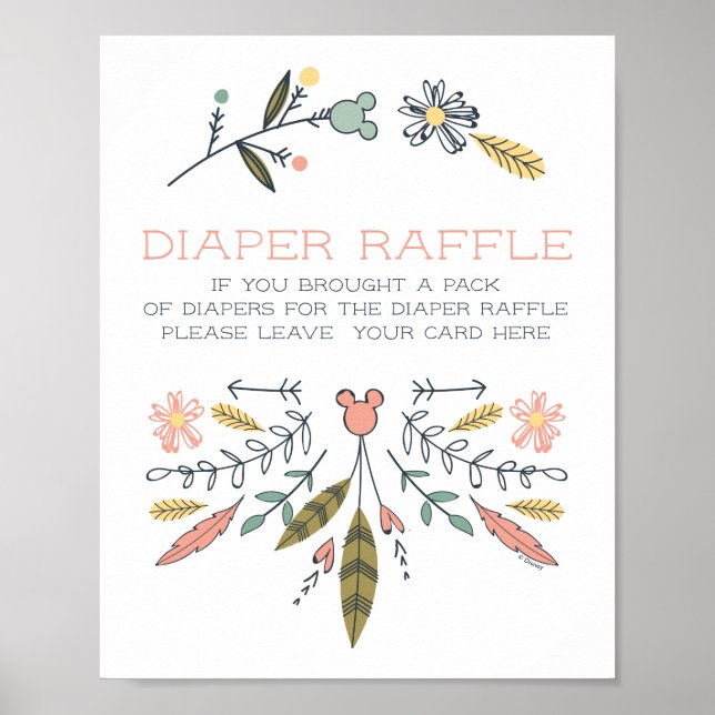 Poster Minnie Mouse Boho Festival Baby shower fille (Devant)