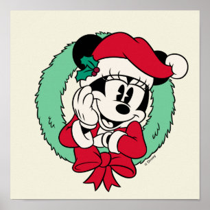 Poster Minnie Mouse Couronne de Noël mignonne