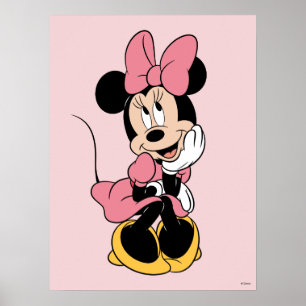 Poster Minnie Mouse Posant en rose