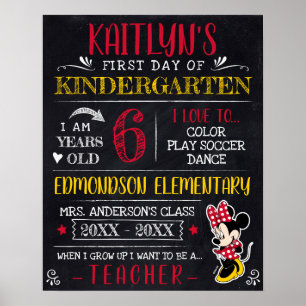 Poster Minnie Mouse Premier ou dernier jour d'école