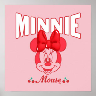 Poster Minnie Mouse Retro Sourire Cerise