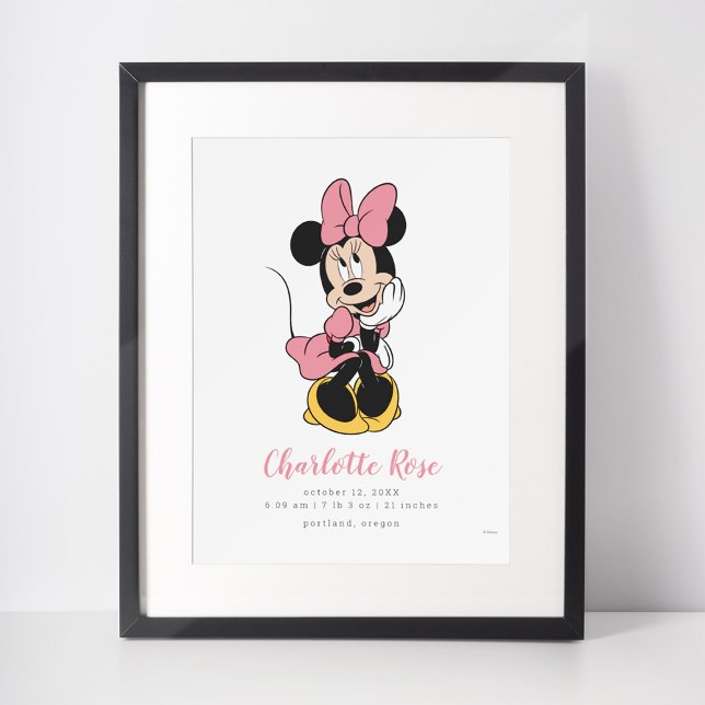 Poster Minnie Mouse | Statistiques de naissance (Créateur téléchargé)
