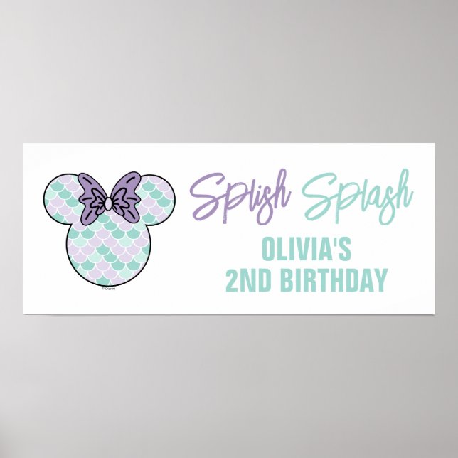 Poster Minnie Mouse | Turquoise et mauve sirène Anniversa (Devant)