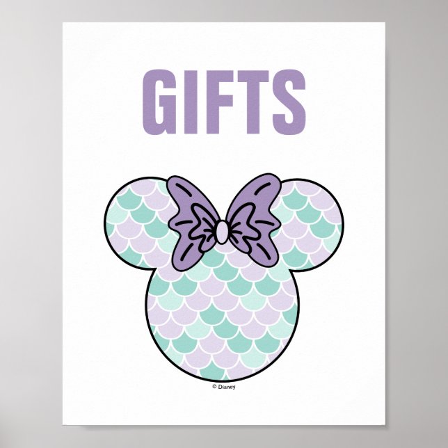 Poster Minnie Mouse | Turquoise et mauve sirène Anniversa (Devant)