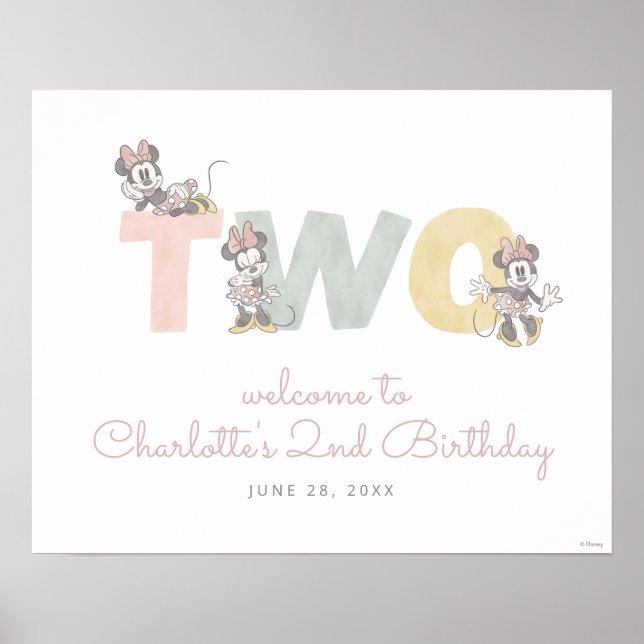 Poster Minnie Souris Anniversaire Chalkboard Anniversaire (Devant)