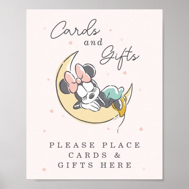 Poster Minnie Souris au-dessus de la lune | Cartes et cad (Devant)