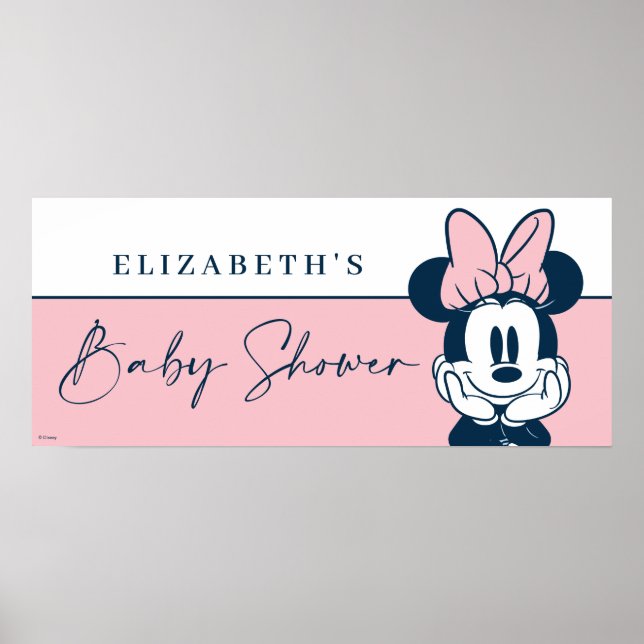 Poster Minnie Souris rose et Baby shower bleu (Devant)