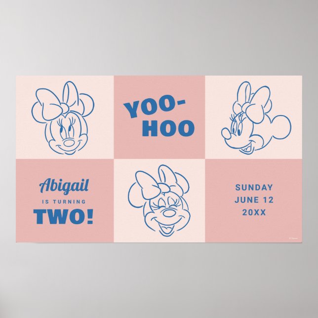 Poster Minnie Souris rose | Filles Anniversaire (Devant)