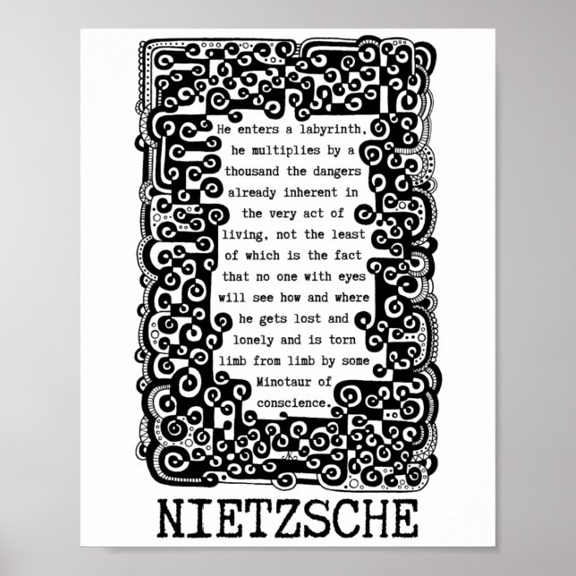 Poster Minotaure de conscience citation de Nietzsche (Devant)