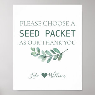 Poster Mint Floral Fleur sauvage Semence Mariage Favor Pa