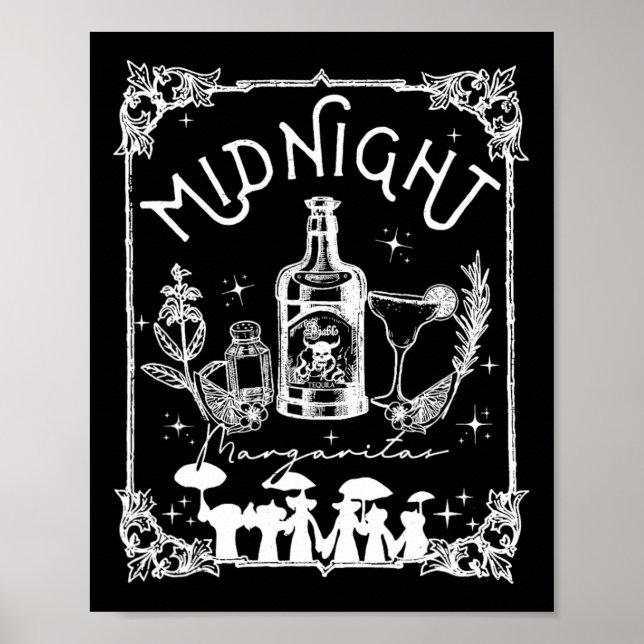 Poster Minuit Margaritas Pratique Magie Tee Halloween (Devant)
