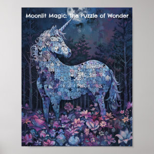 Poster Minuit Unicorn Puzzle - Art Imaginaire céleste