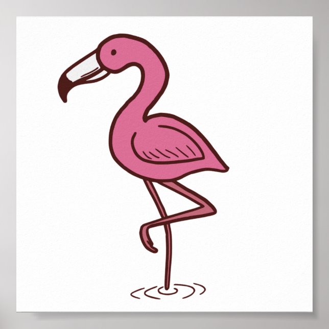 Poster Minuscule Flamant rose Jungle (Devant)