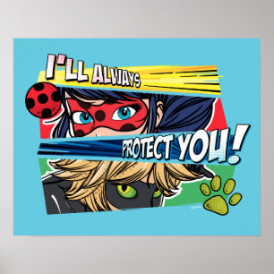 Poster Miraculous Ladybug & Cat Noir toujours vous protég
