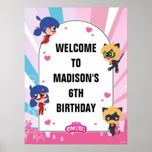 Poster Miraculum Ladybug Cat Noir Chibi Bienvenue à l'ann
