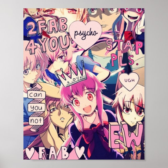 Poster Mirai Nikki Yuno - Tumblr Style  (Devant)