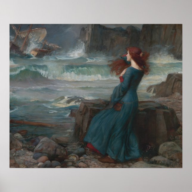 Poster Miranda Tempest John William Waterhouse Art (Devant)