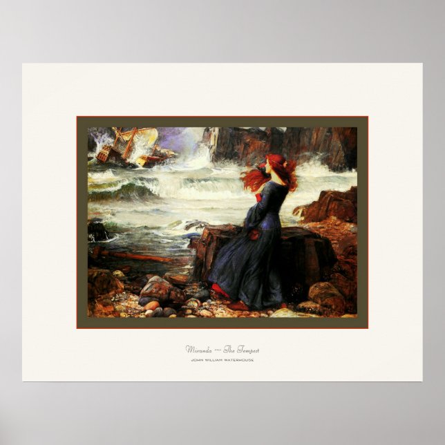 Poster Miranda ~ The Tempest ~ John W. Waterhouse (Devant)