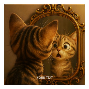 Poster Miroir de chat surpris fantaisie mignon