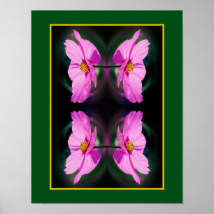 Poster Miroir de fleurs Cosmos rose unique Abstrait