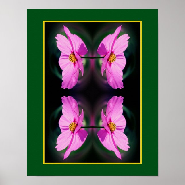 Poster Miroir de fleurs Cosmos rose unique Abstrait (Devant)