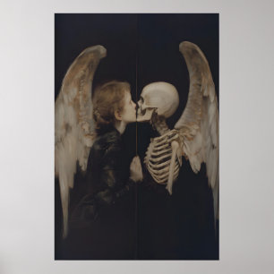 Poster Miroir de réflexion d'ange gothique squelette d'ar