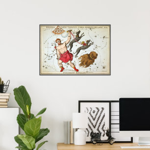 Poster Miroir d'Urania, Carte céleste d'astronomie vintag