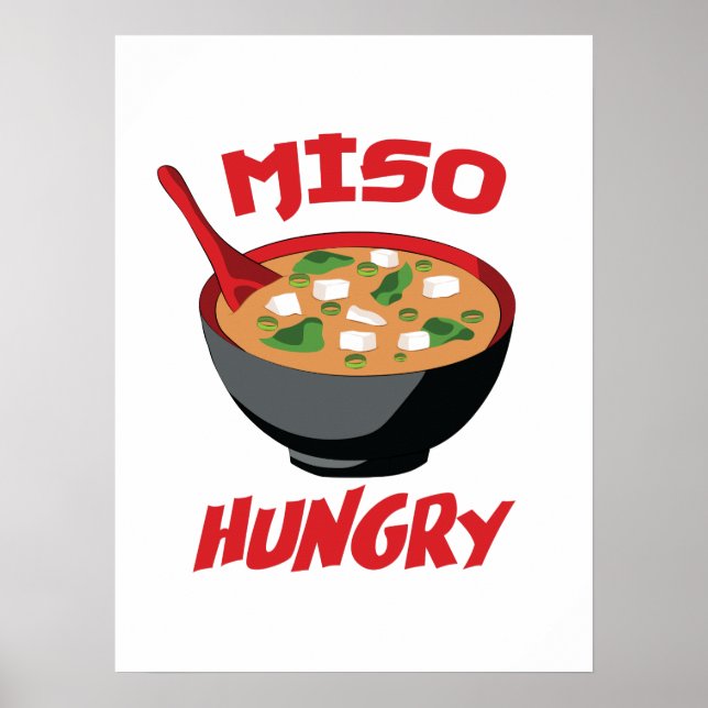 Poster Miso Hungry Funny Food Kawaii (Devant)