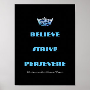 Poster Miss America style Believe Strive Crown