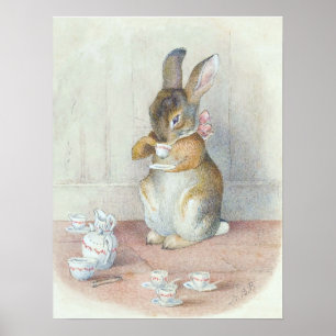 Poster Miss Bunny Boire Tea Nursery Wall