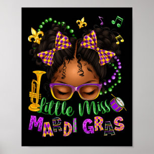 Poster Miss Mardi Gras Afro Messy Bun Girls N