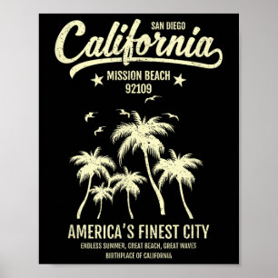 Poster Mission Beach Ca 92109 Vacances D'Été San Diego C