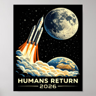 Poster Mission lunaire Artemis ii 2026 les humains revien