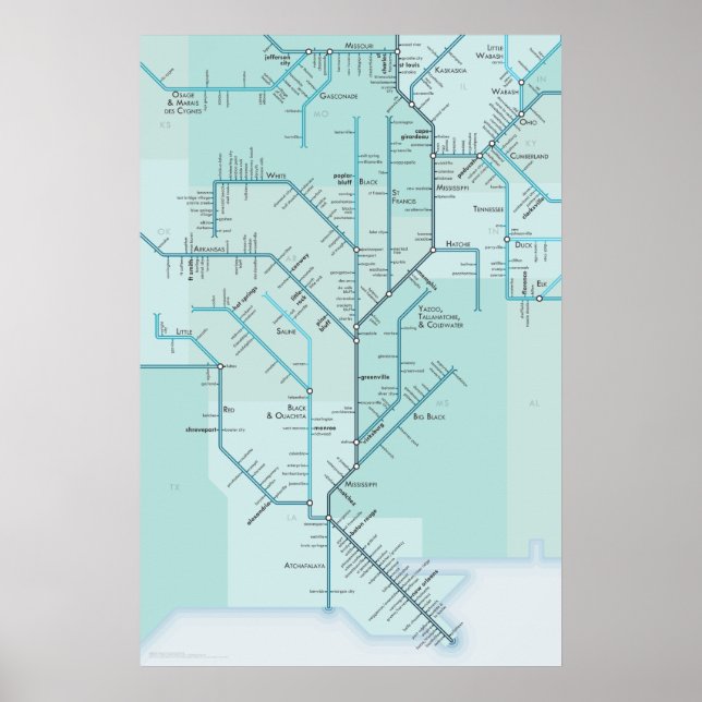 Poster Mississippi inférieur 20 po x 30 po (Devant)