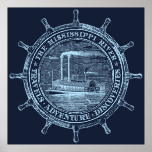 Poster Mississippi River. Travels. Adventure. Discoveries