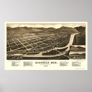 Poster Missoula, carte panoramique de la TA - 1884
