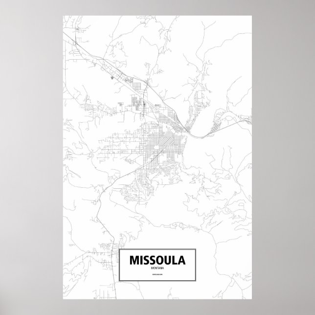 Poster Missoula, Montana (noir sur blanc) (Devant)