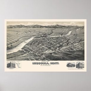 Poster Missoula, MT Carte panoramique - 1891