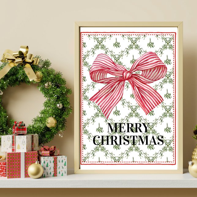 Poster Mistletoe Trellis Red Bow Art (Créateur téléchargé)
