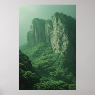 Poster Misty Majesty : Tranquil Mountain Forestscape