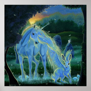 Poster "Misty Midsummers Morning" Unicorn Canvas Imprimer