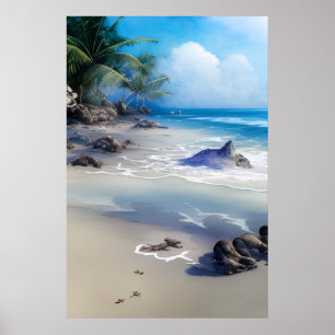 Poster Misty Tropical Beachscape Art Imprimer