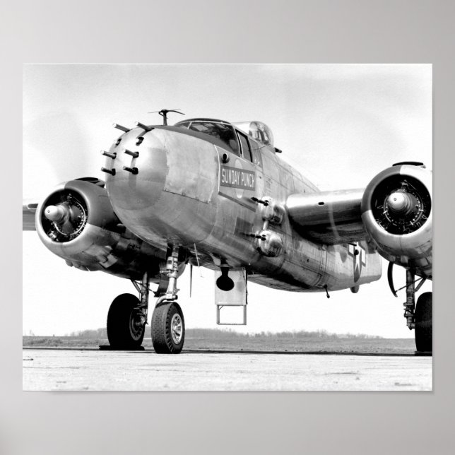 Poster Mitchell B-25 Bomber - Sunday Punch - 2ÈME GUERRE  (Devant)